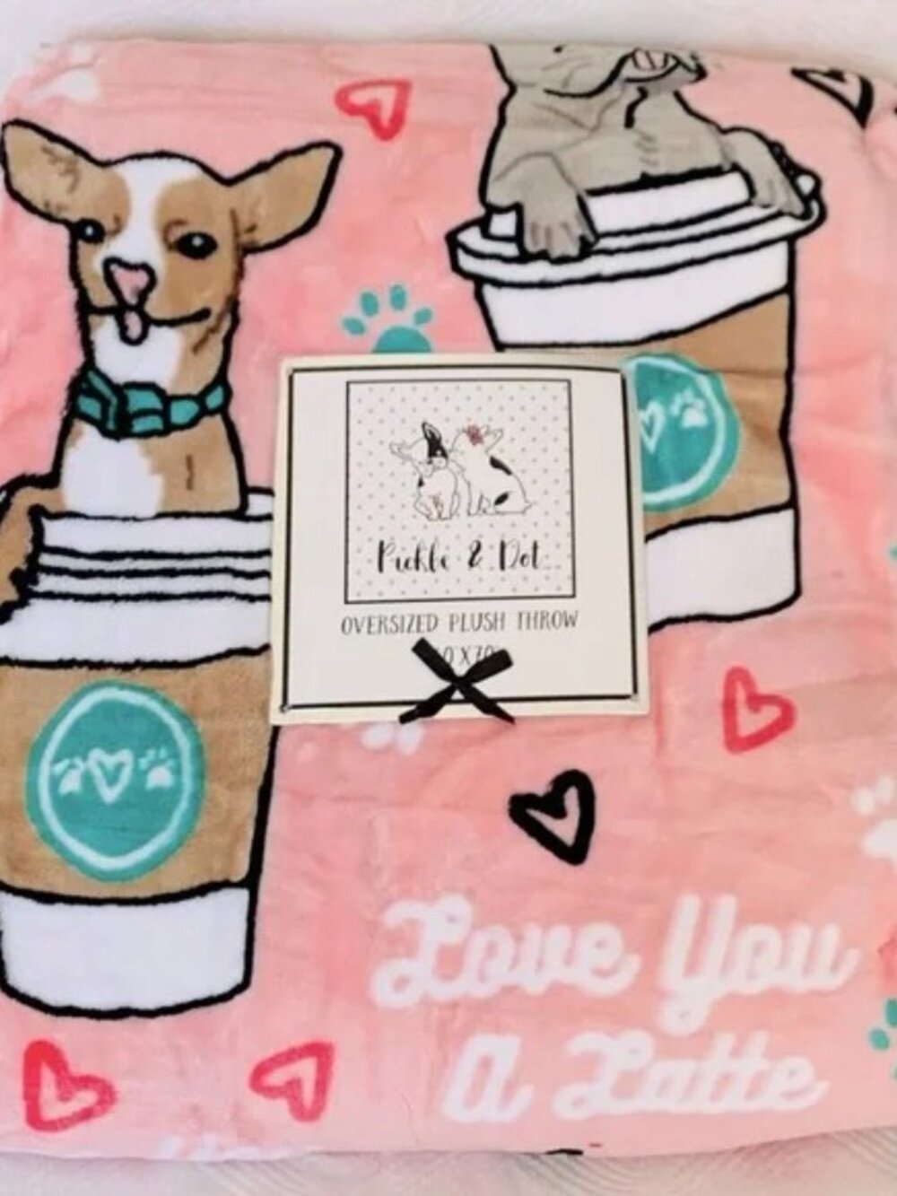 LOVE YOU A LATTE Doggie Throw Blanket
